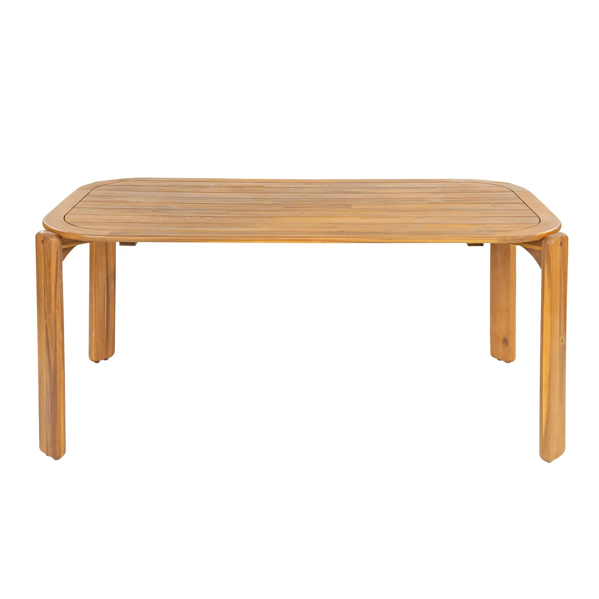 Kaja Outdoor Acacia Wood Dining Table, Teak Finish with Slat Design by HouseOfZazla