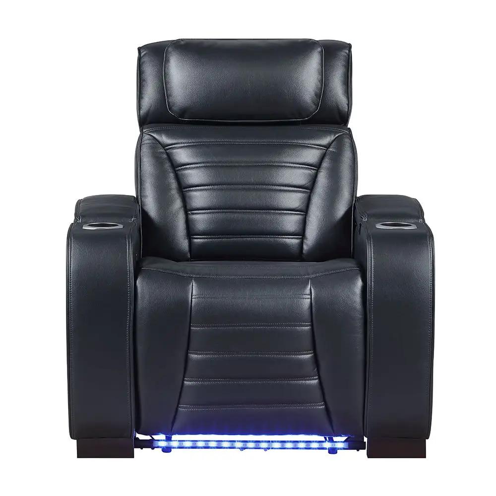 Ephron - Power Motion Recliner With Power Headrest & LED - Black by Unique Piece Furniture