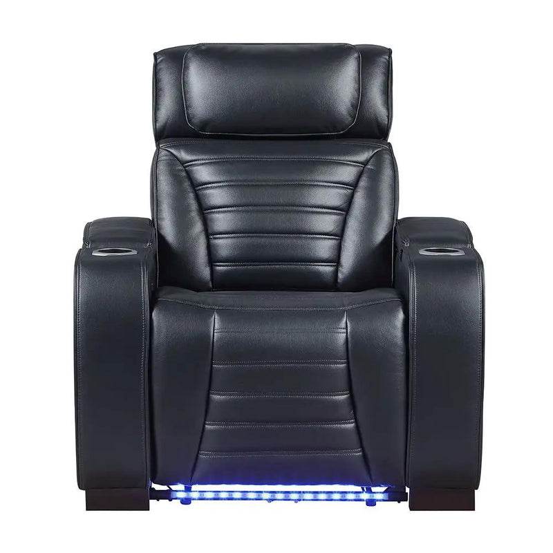 Ephron - Power Motion Recliner With Power Headrest & LED - Black by Unique Piece Furniture