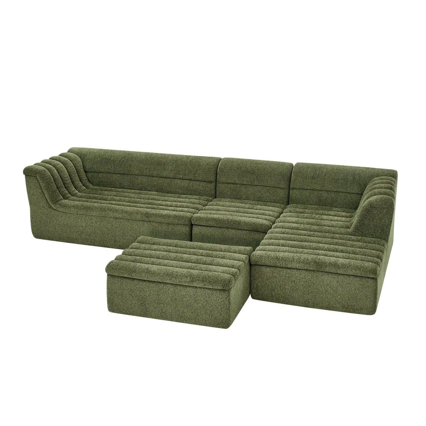 U-Shaped Modular Sectional Sofa With Chaise And Movable Ottoman With Wave-Shaped Armrest by HouseOfZazla
