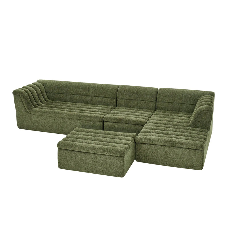 U-Shaped Modular Sectional Sofa With Chaise And Movable Ottoman With Wave-Shaped Armrest by HouseOfZazla
