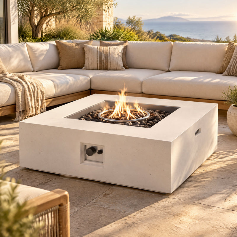 50,000 BTU Square MGO Fire Table with Propane Heating - White, photo 4 of 10