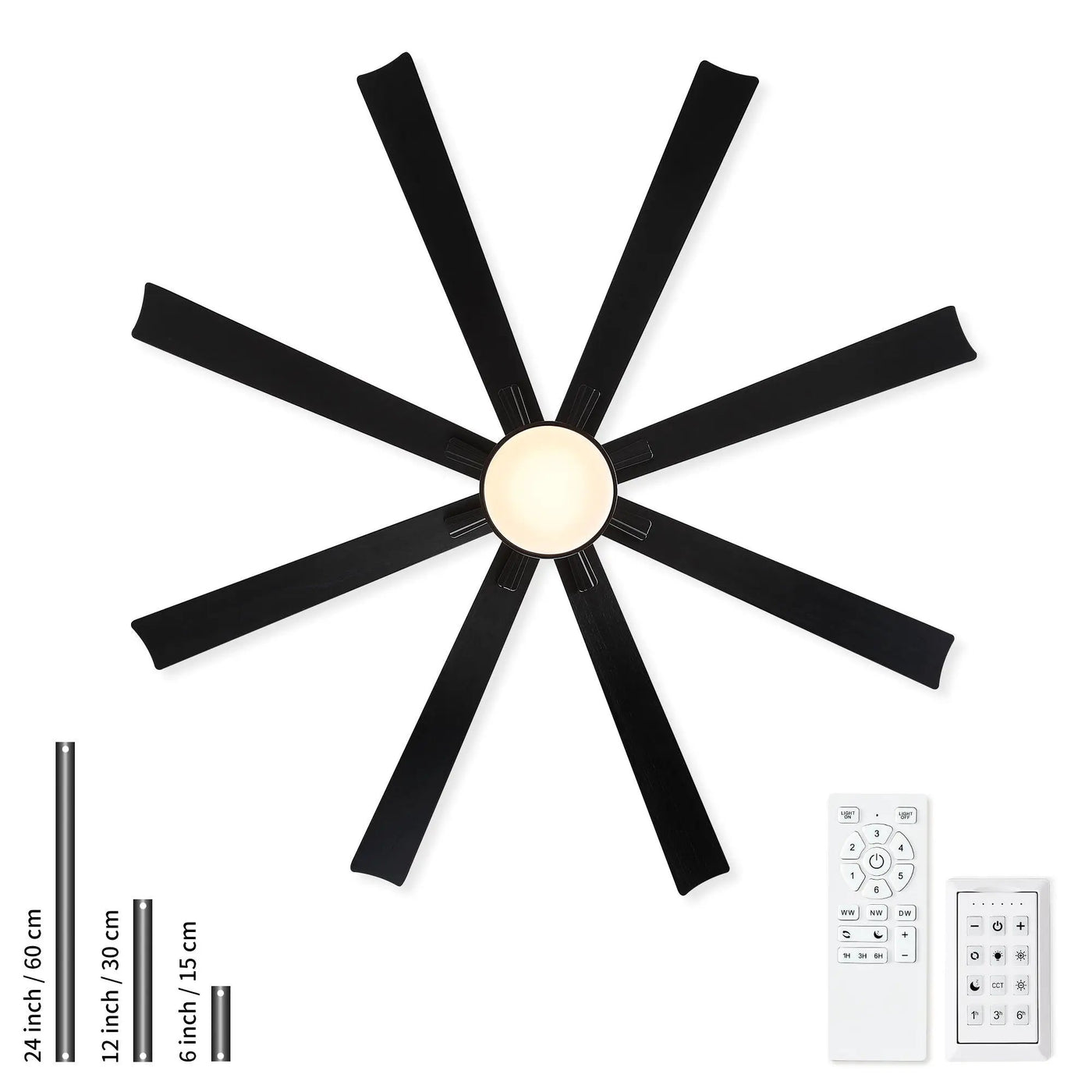 Large Ceiling Fan With Dimmable LED Light 8 Blades Remote Control, Reversible DC Motor by HouseOfZazla