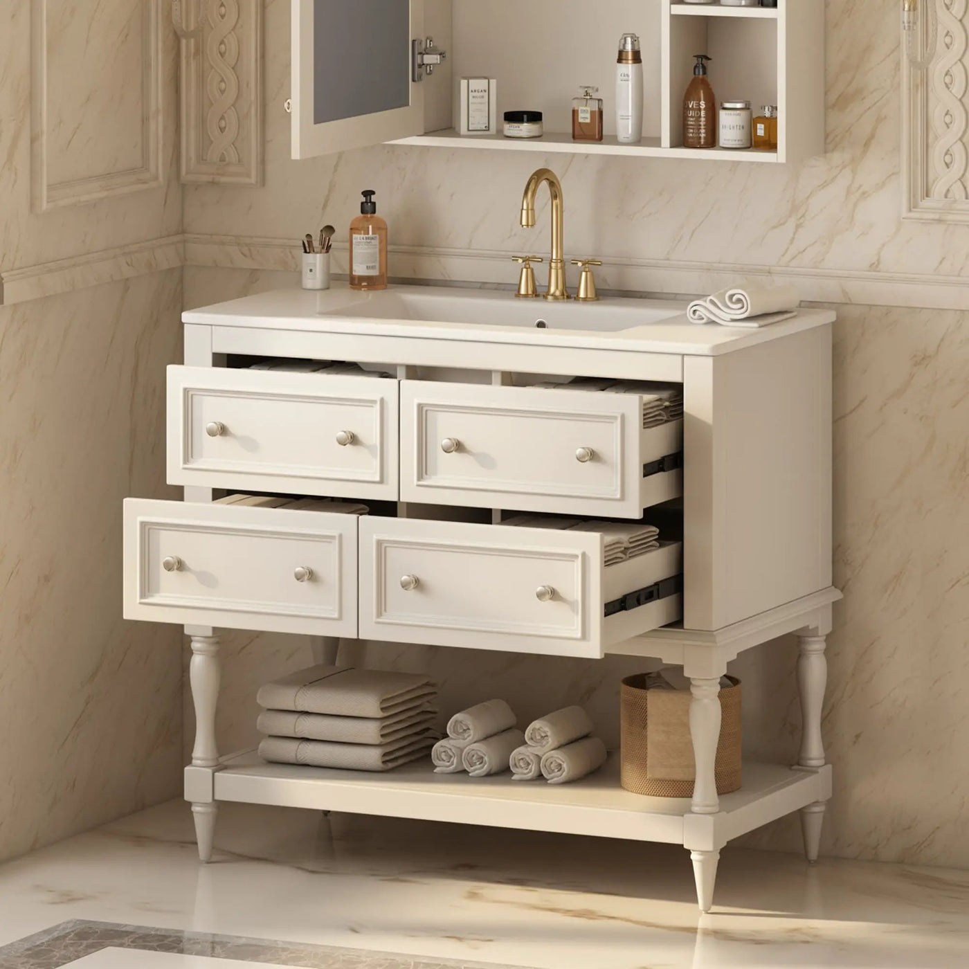 Bathroom Vanity Cabinet With Undermount Sink - 4 Drawer Set by HouseOfZazla