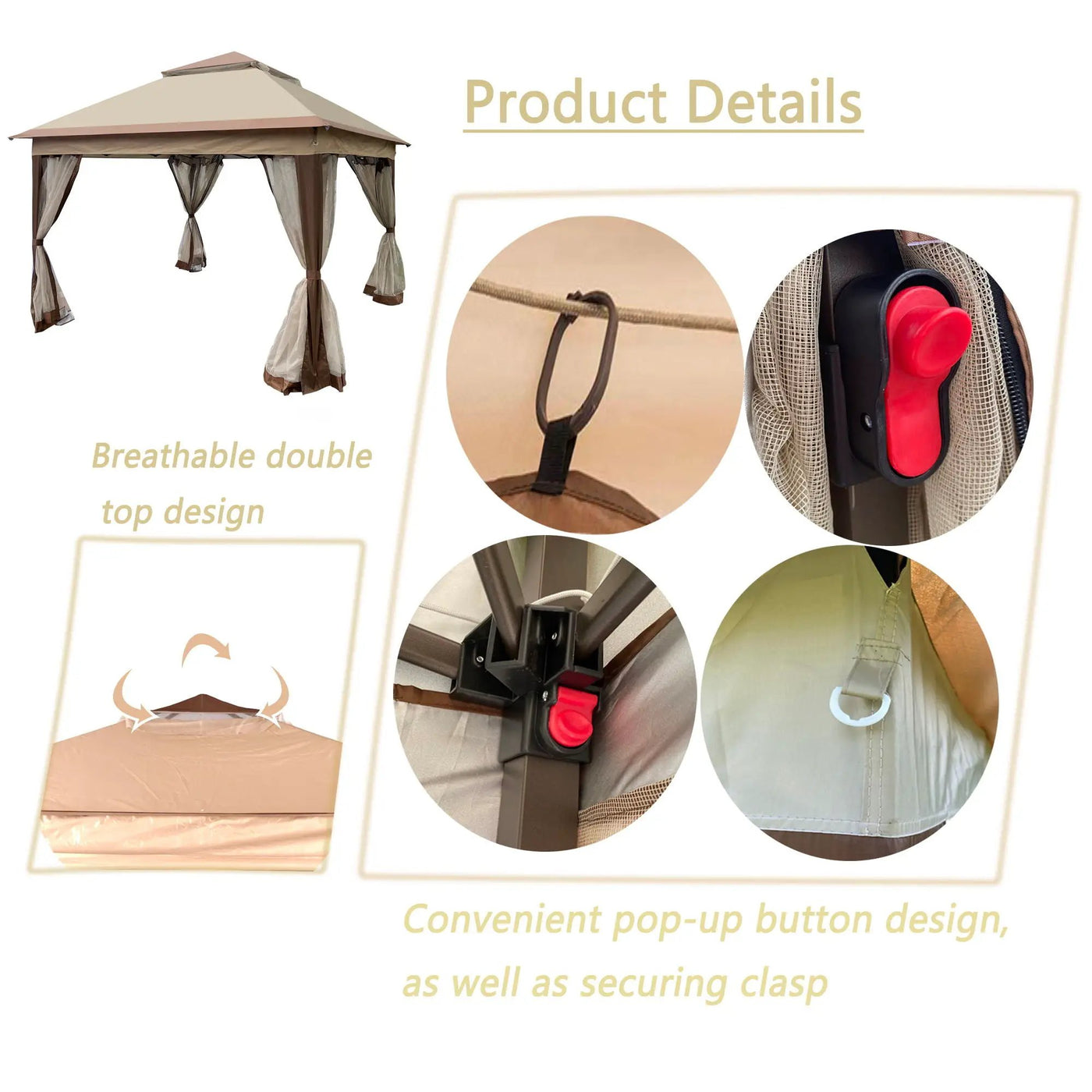 Outdoor Pop Up Gazebo Canopy With 2 Tier Soft Top And Removable Zipper Netting by HouseOfZazla