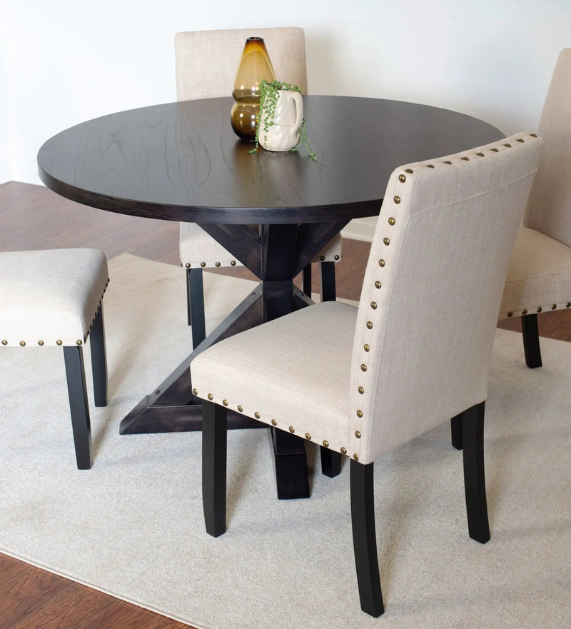 Mytzi - 5 Piece Dining Set, Cross-Buck Dining Table With 4 Stylish Chairs - Black / Beige by Unique Piece Furniture