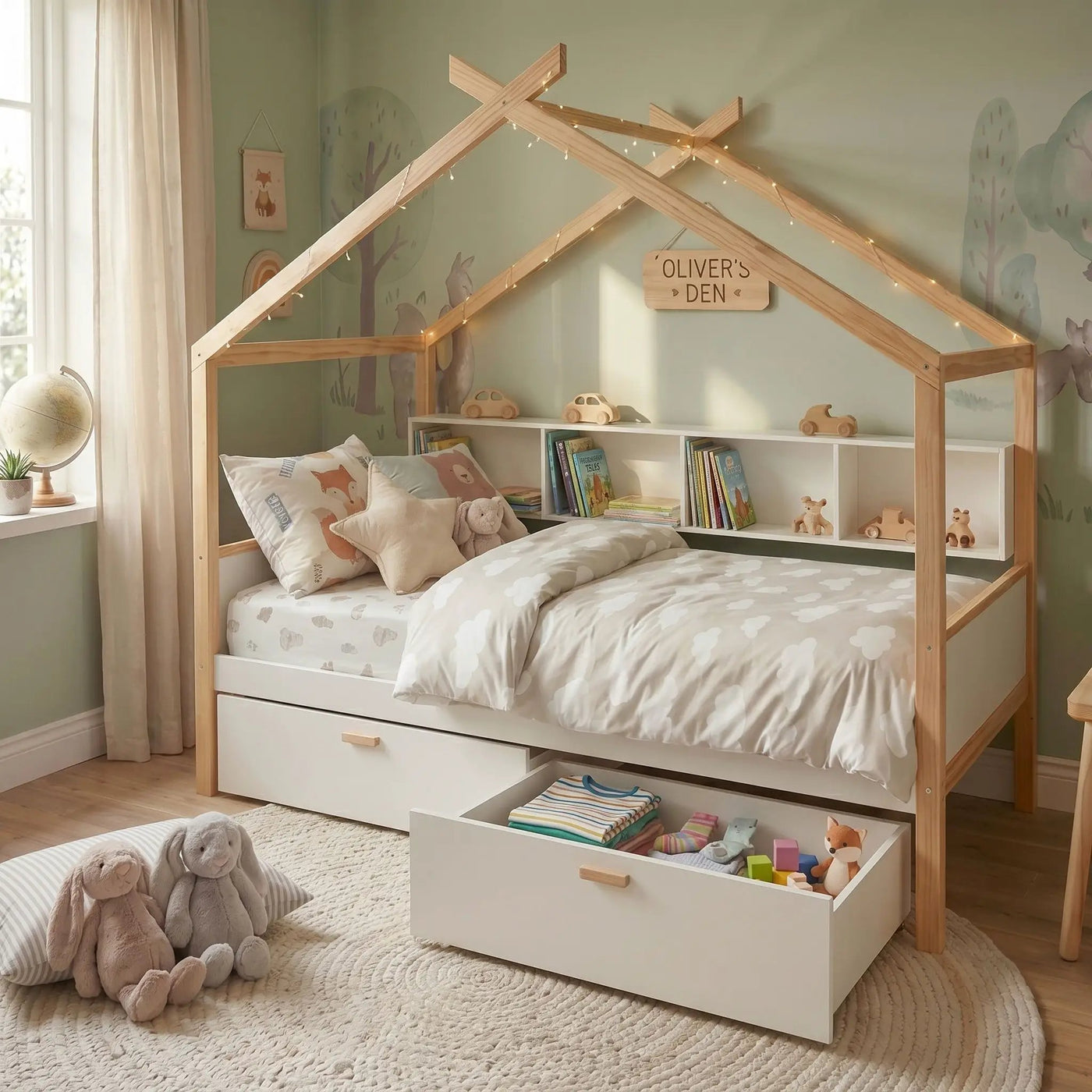 House Bed With Bookshelf Storage by HouseOfZazla