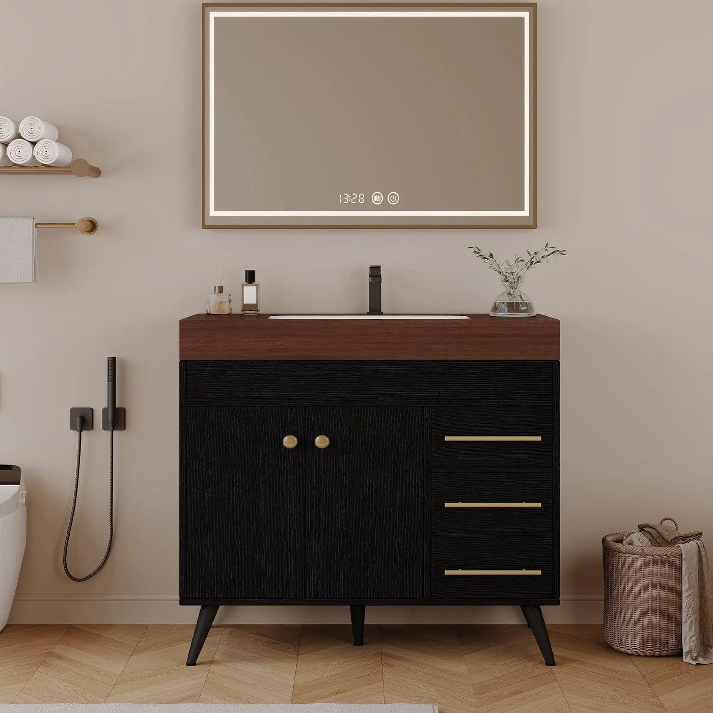 36" Freestanding Bathroom Vanity with Ceramic Sink and Faux Marble Top by HouseOfZazla