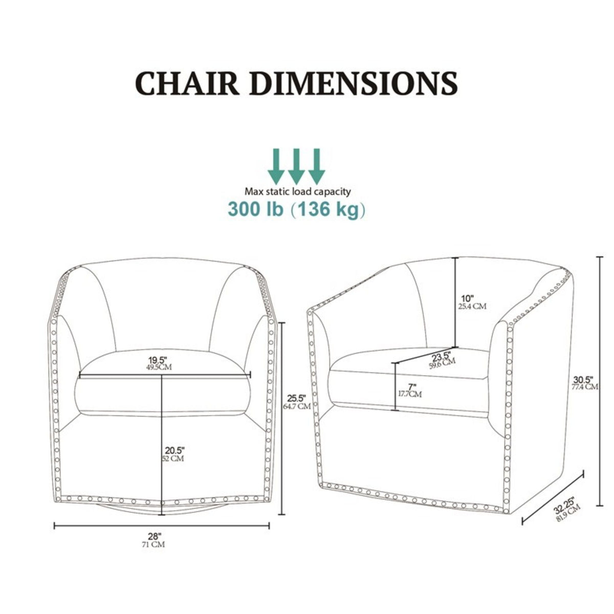 Luxurious Swivel Chair with 360 Degree Rotation and Nailhead Trim - Pearl Silver, photo 17 of 40