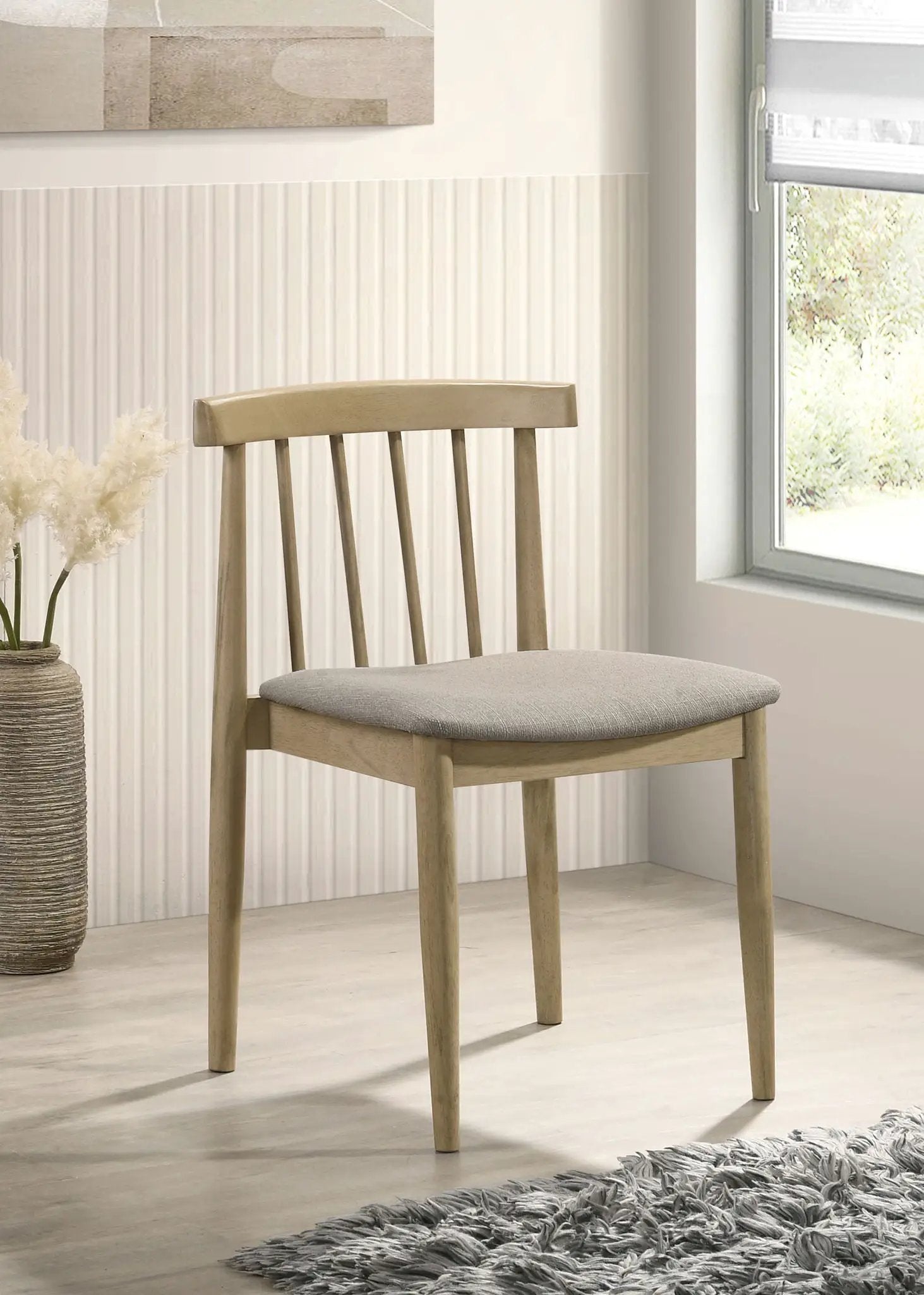 Cullen Dining Side Chair Upholstered Seat Natural Oak (Set of 2) by Unique Piece Furniture