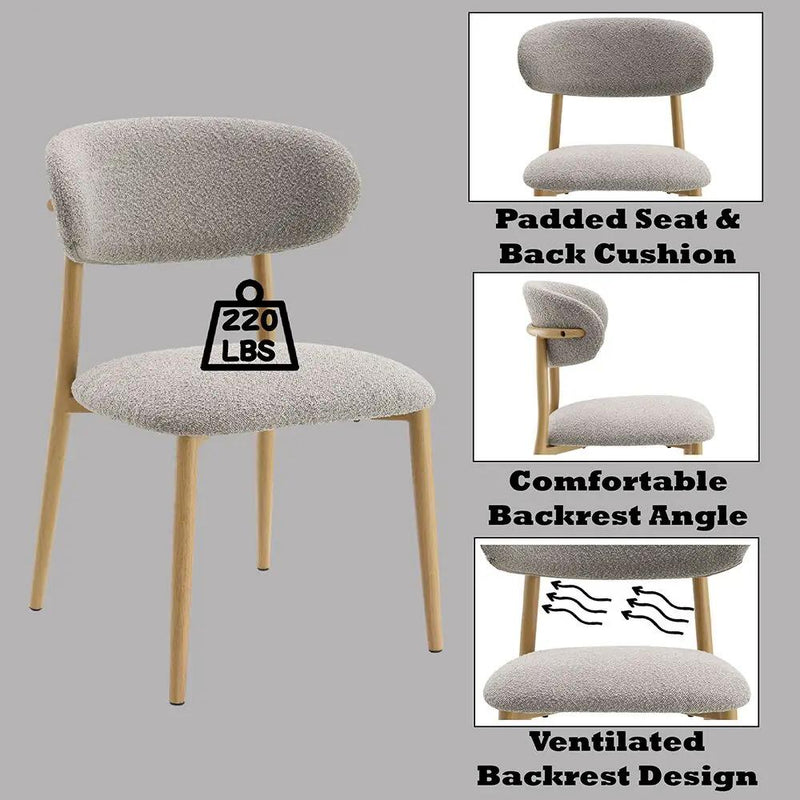 Kacey - Side Chair (Set of 2) - Gray Boucle & Natural by Unique Piece Furniture