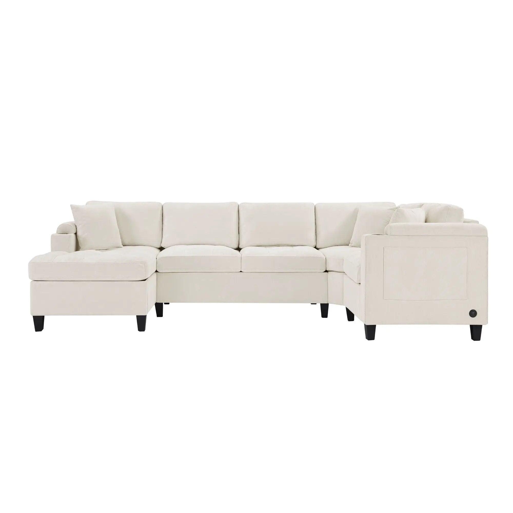 U Shaped Sectional Sofa, Corner Living Room Couch With Built In Cup Holders, Storage, USB Ports by Unique Piece Furniture