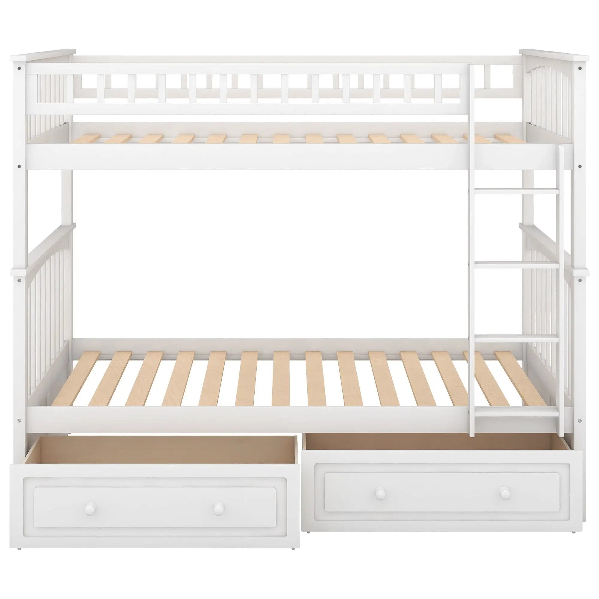 Mystrene - Twin Over Twin Bunk Bed With Drawers, Convertible Beds by Unique Piece Furniture