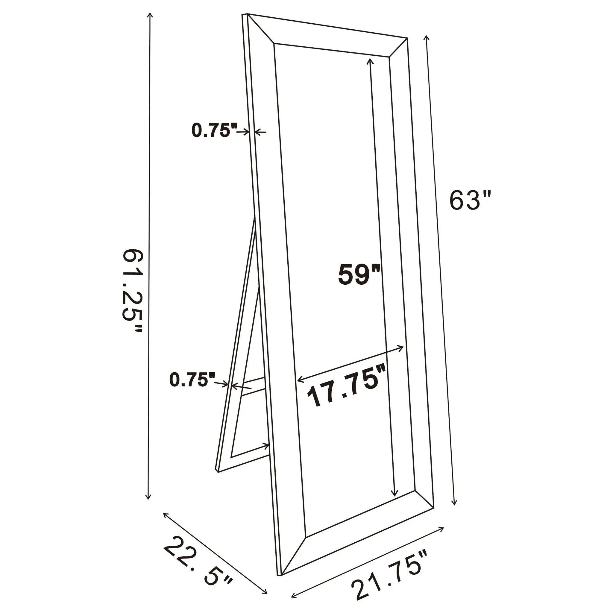 Soline 22 x 61 Inch Framed Standing Floor Mirror Silver by Unique Piece Furniture