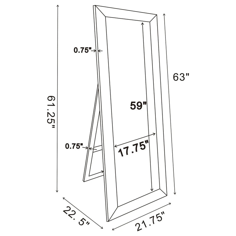 Soline 22 x 61 Inch Framed Standing Floor Mirror Silver by Unique Piece Furniture