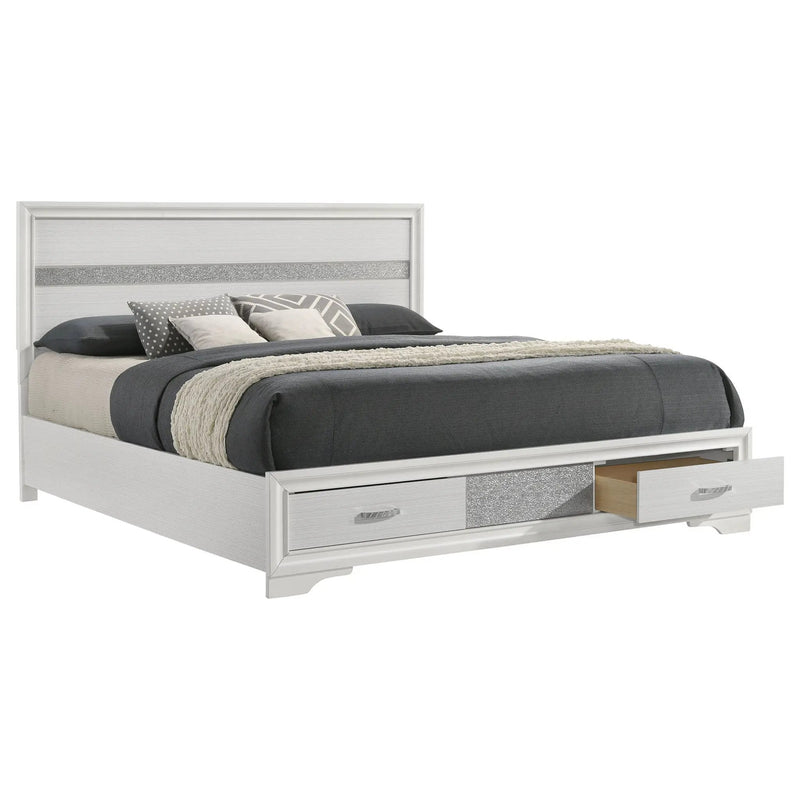 Miranda 51-inch Wood California King Storage Panel Bed White by Unique Piece Furniture