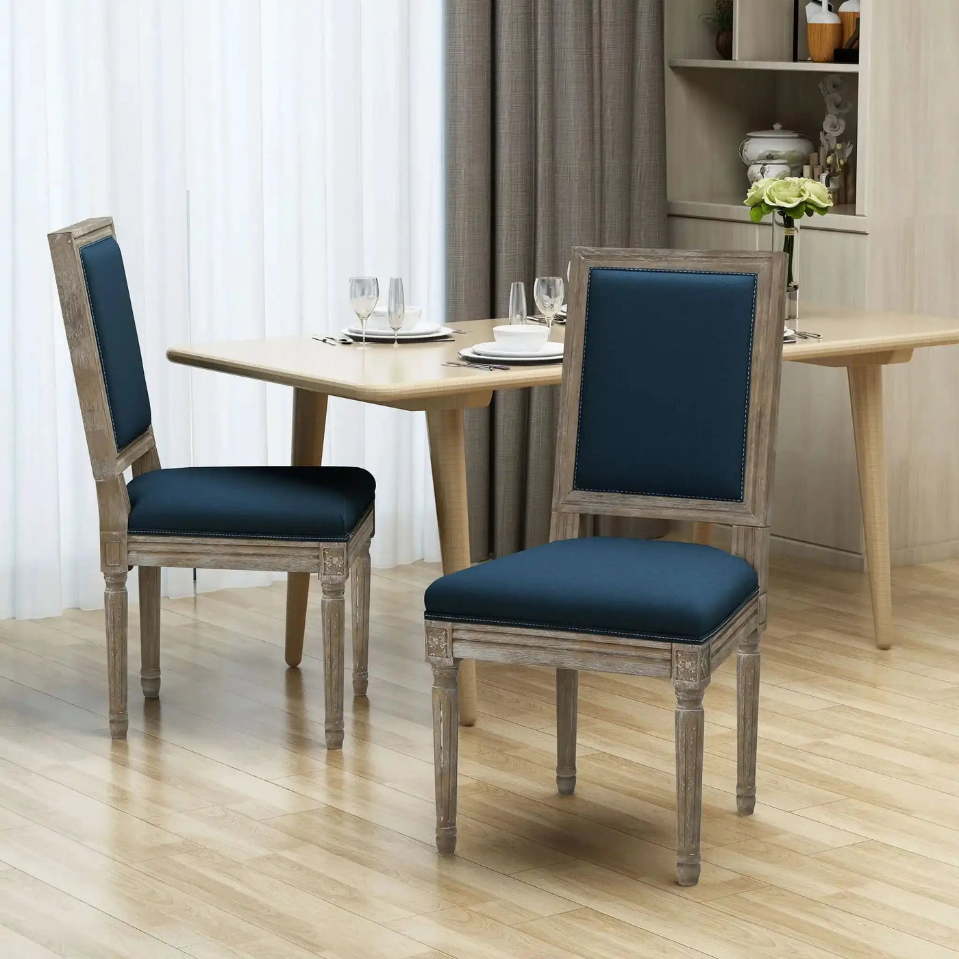 Traditional Style Dining Chair Set With Fabric Upholstery by HouseOfZazla