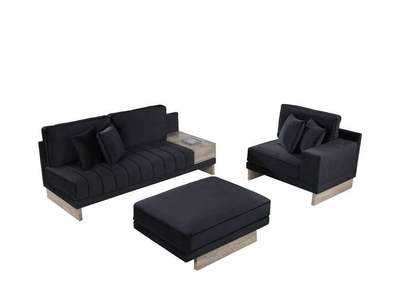 Memphis - Reversible Sectional Sofa Ottoman With Storage Compartment, Drawer, USB ports, Charging Outlets by HouseOfZazla