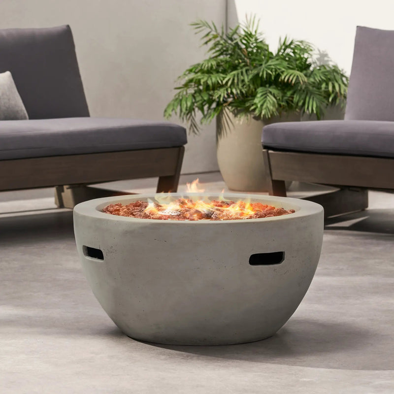 27' Bowl Shaped MGO 40,000 BTU Propane Fire Pit, Light Grey (Tank Cover not Included) by HouseOfZazla