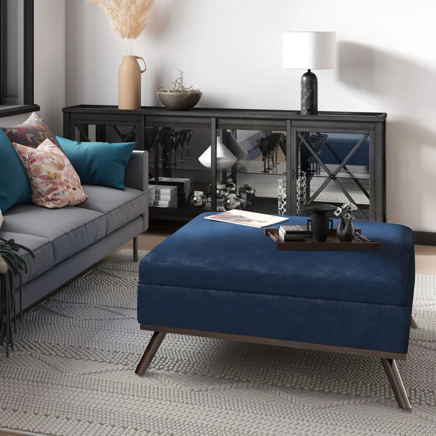 Owen - Multifunctional Square Coffee Table Storage Ottoman by HouseOfZazla