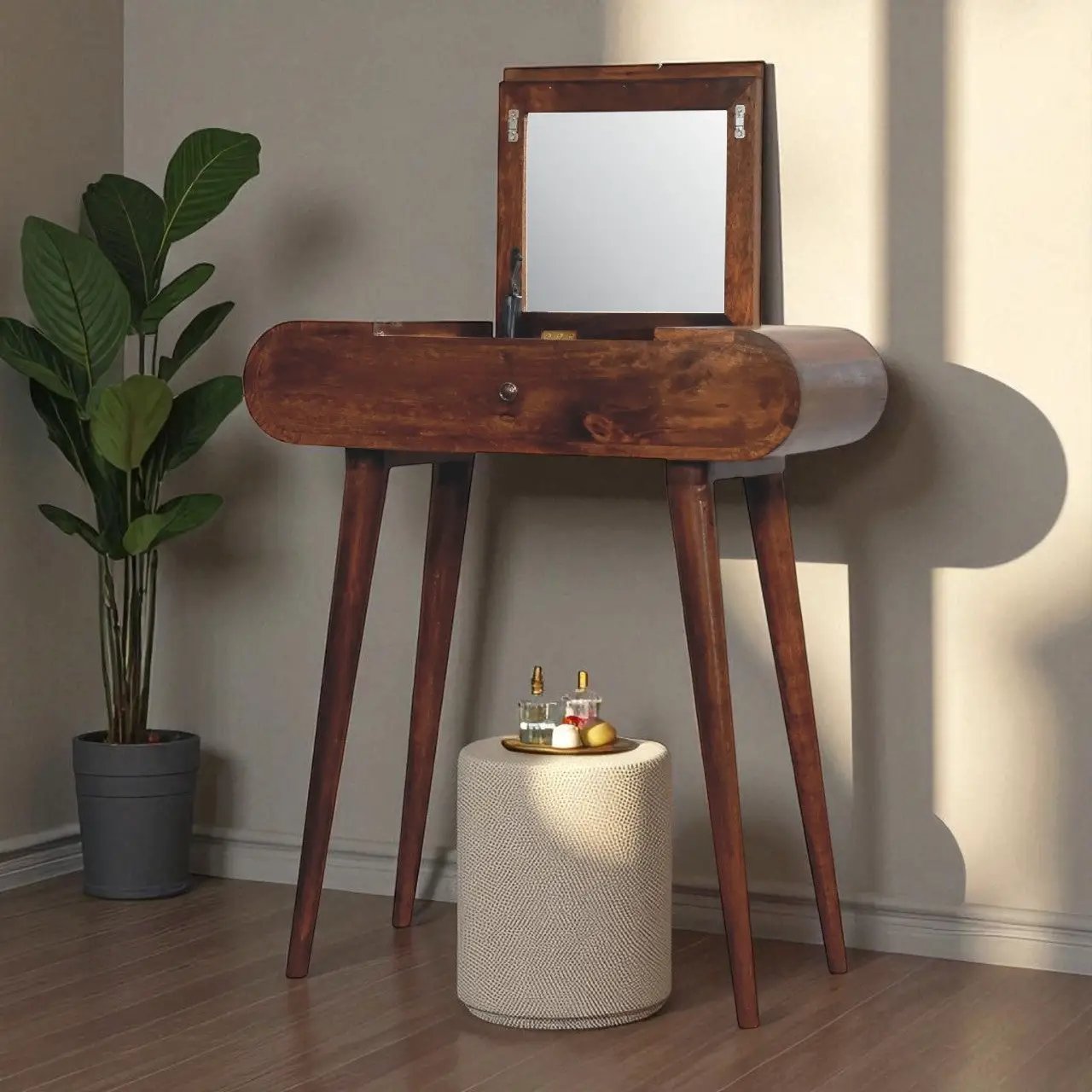 Solid Wood Mini Round Chestnut Fold Vanity by HouseOfZazla