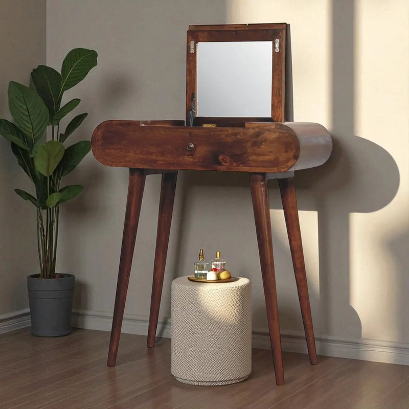 Solid Wood Mini Round Chestnut Fold Vanity by HouseOfZazla