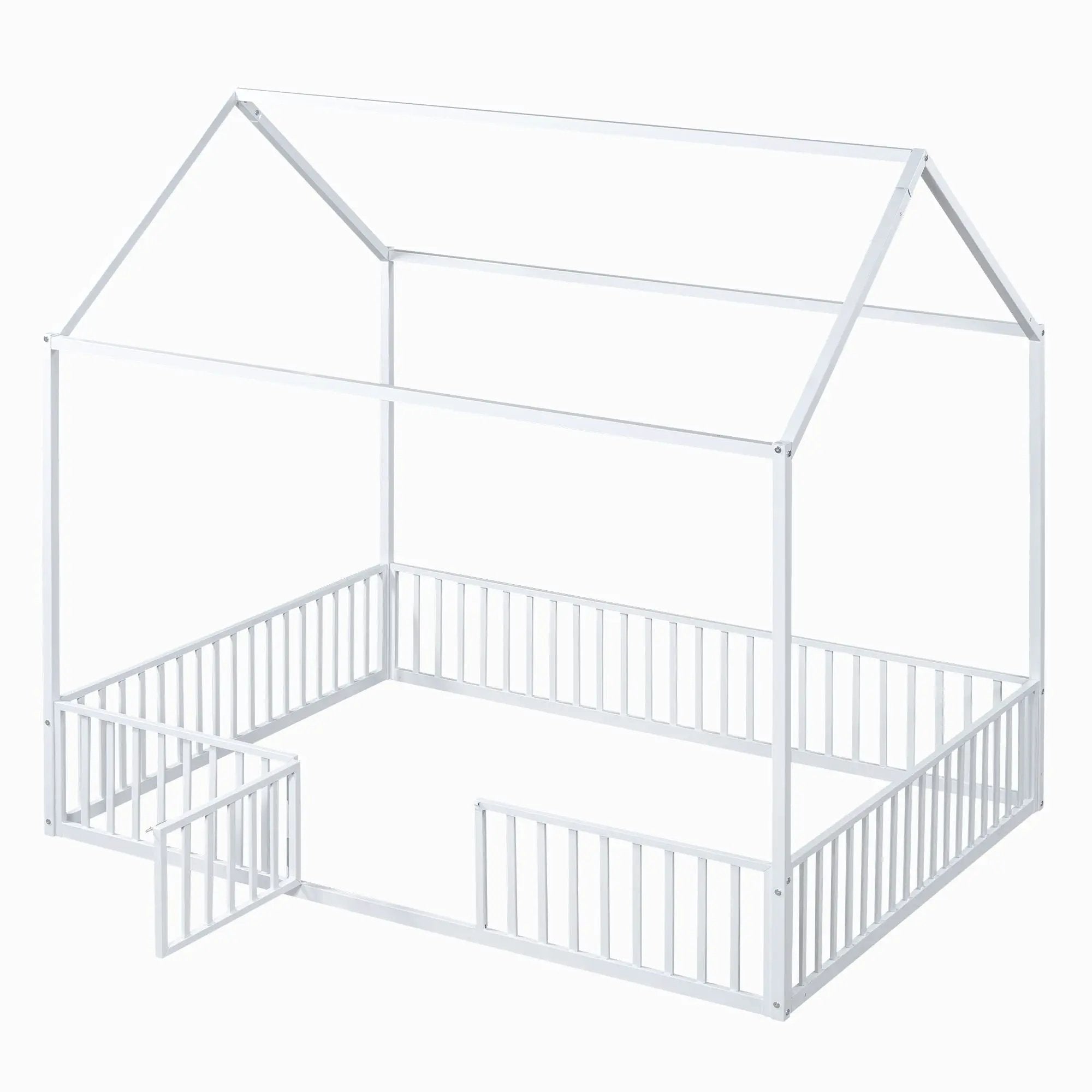 Metal House Bed With Fence And Door by HouseOfZazla