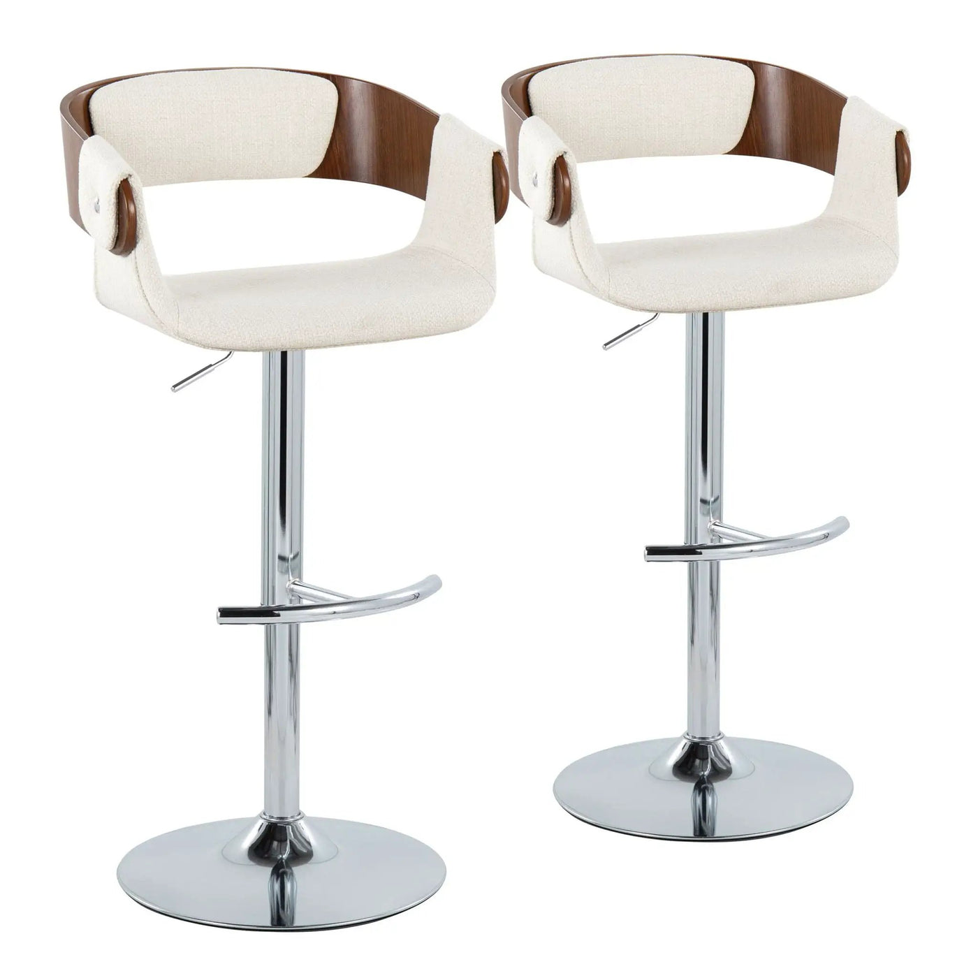 Elisa - Mid Century Modern Adjustable Barstool With Swivel With Rounded T Footrest (Set of 2) by HouseOfZazla