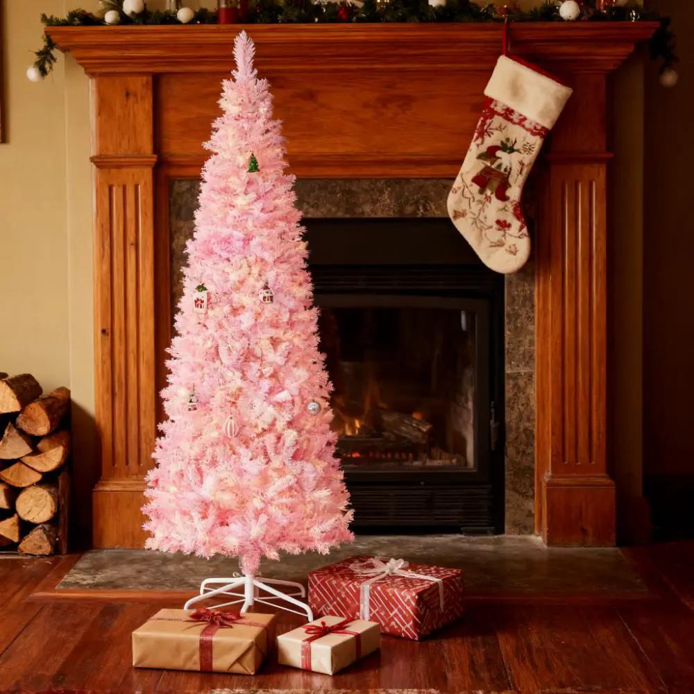 Snow Flocked Pencil Shape Artificial Christmas Tree by HouseOfZazla