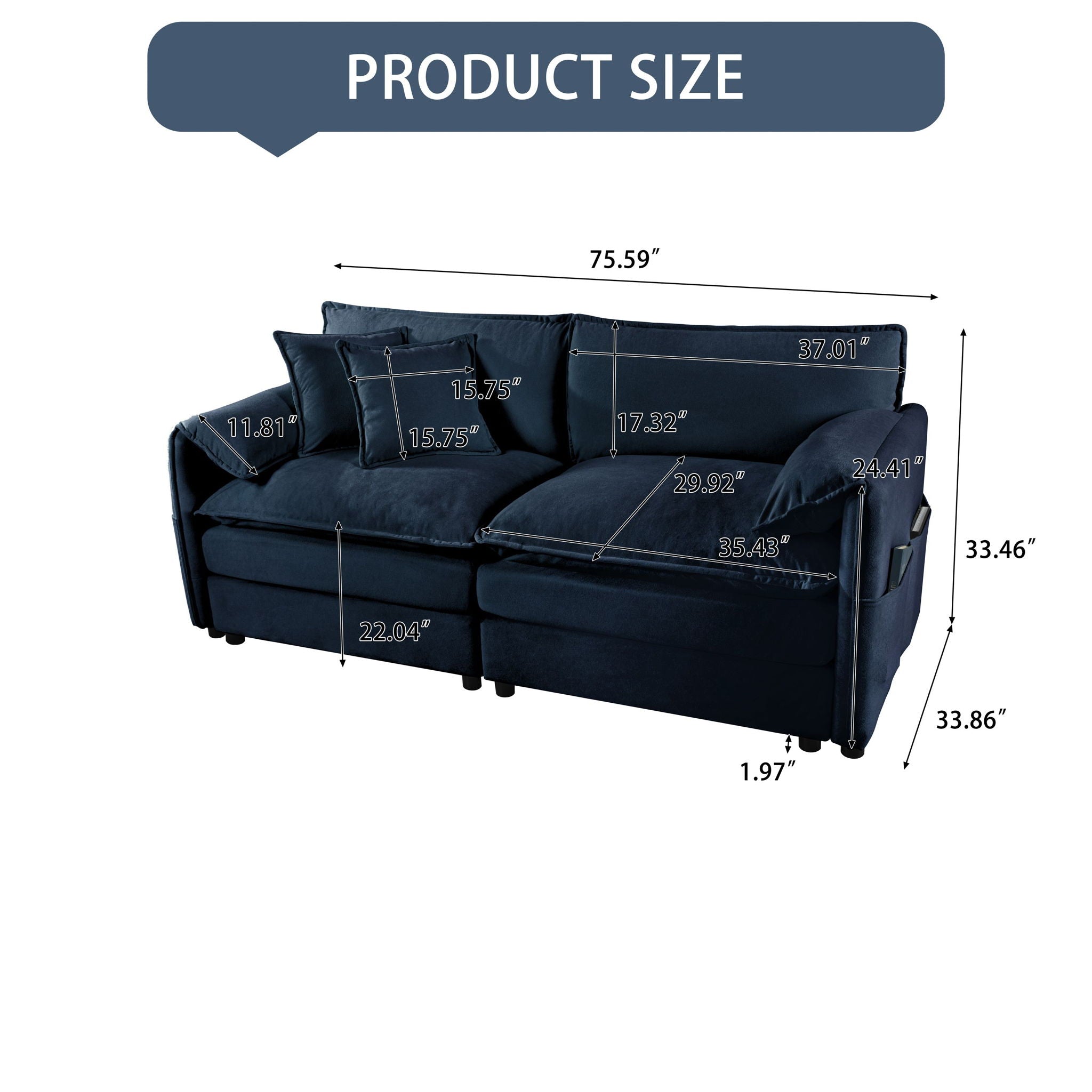 Modern Oversized Loveseat Sofa With Deep Seat And Diy Combination by HouseOfZazla