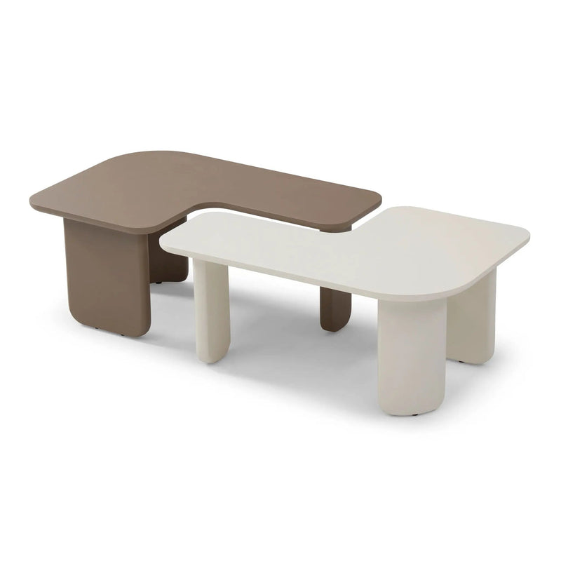 2 Pieces Modular Coffee Table Set, Free Combination - Khaki / White by HouseOfZazla