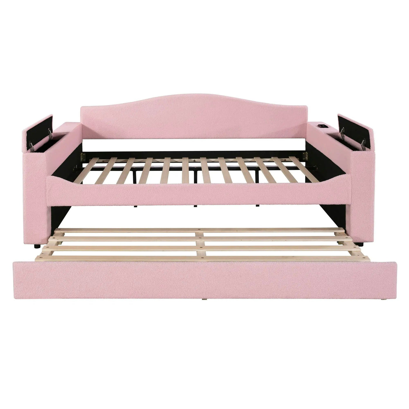 Upholstered Daybed With Storage Armrests, Trundle And Latest Integrated tooth Audio System by HouseOfZazla