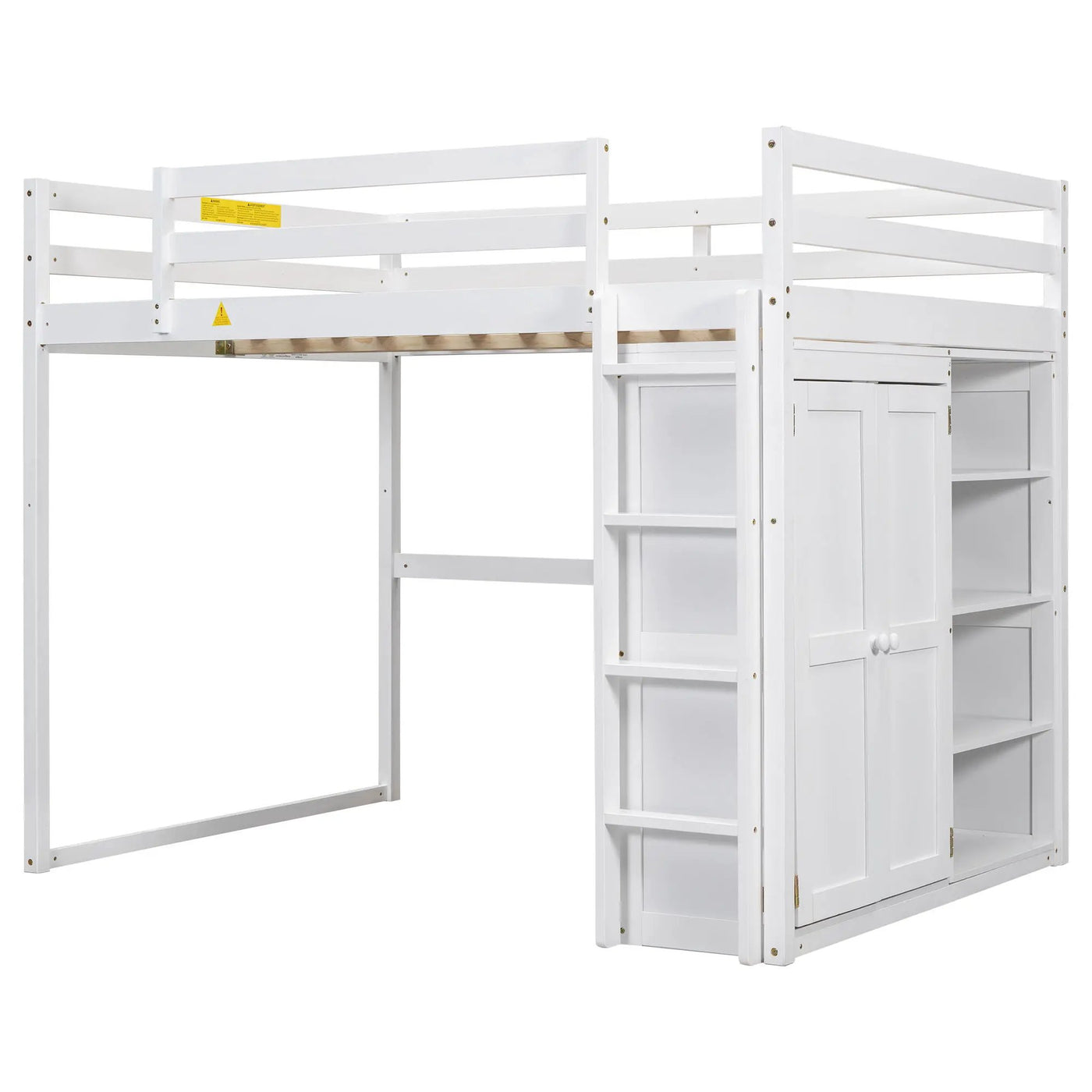 Loft Bed With Built In Wardrobe, Storage Shelves, And LED Light by HouseOfZazla