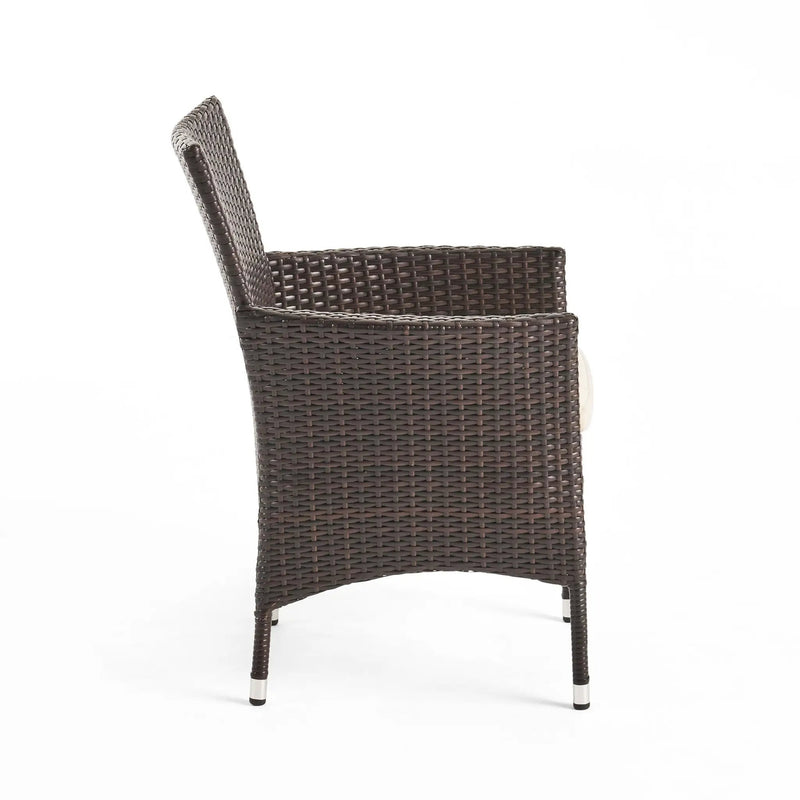 Clementine Outdoor Multibrown PE Wicker Dining Chairs (Set of 2) by HouseOfZazla