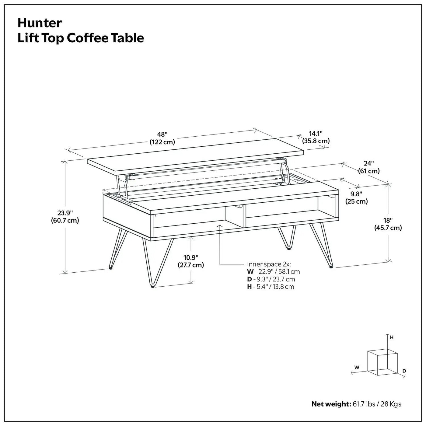 Hunter - Handcrafted Lift Top Coffee Table by HouseOfZazla