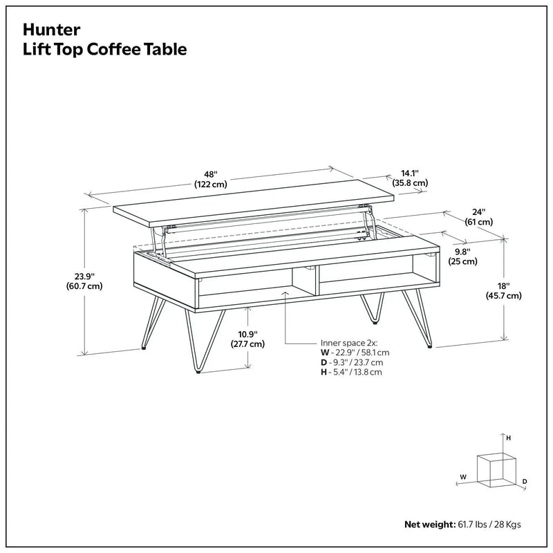Hunter - Handcrafted Lift Top Coffee Table by Unique Piece Furniture