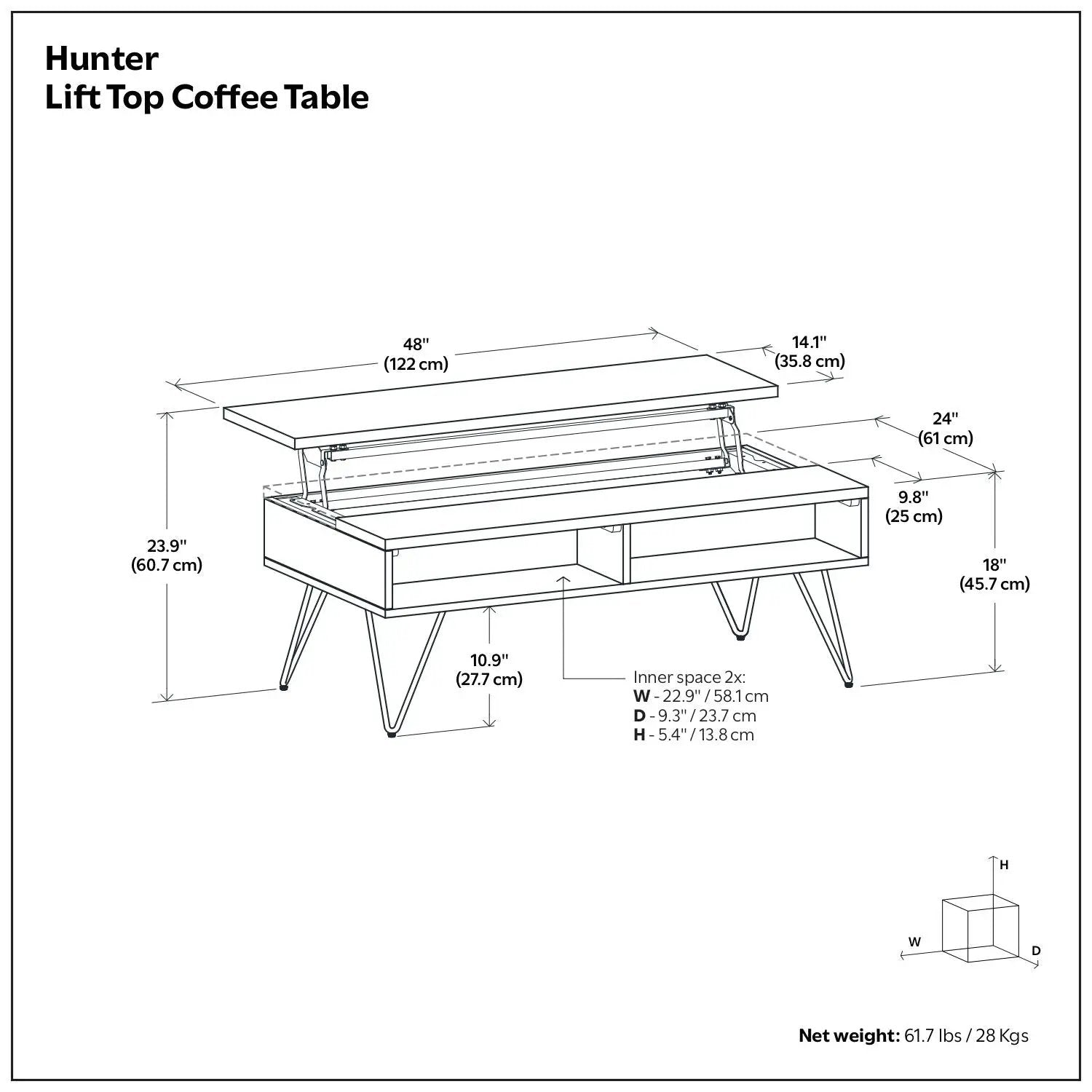 Hunter - Handcrafted Lift Top Coffee Table by Unique Piece Furniture