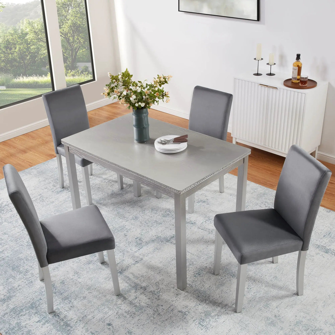 Dining Table Set, Table With A Rectangular Table And Upholstered Chairs by HouseOfZazla