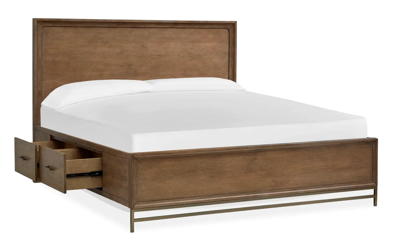 Lindon - Complete Panel Bed With Storage Rails - Belgian Wheat by Unique Piece Furniture