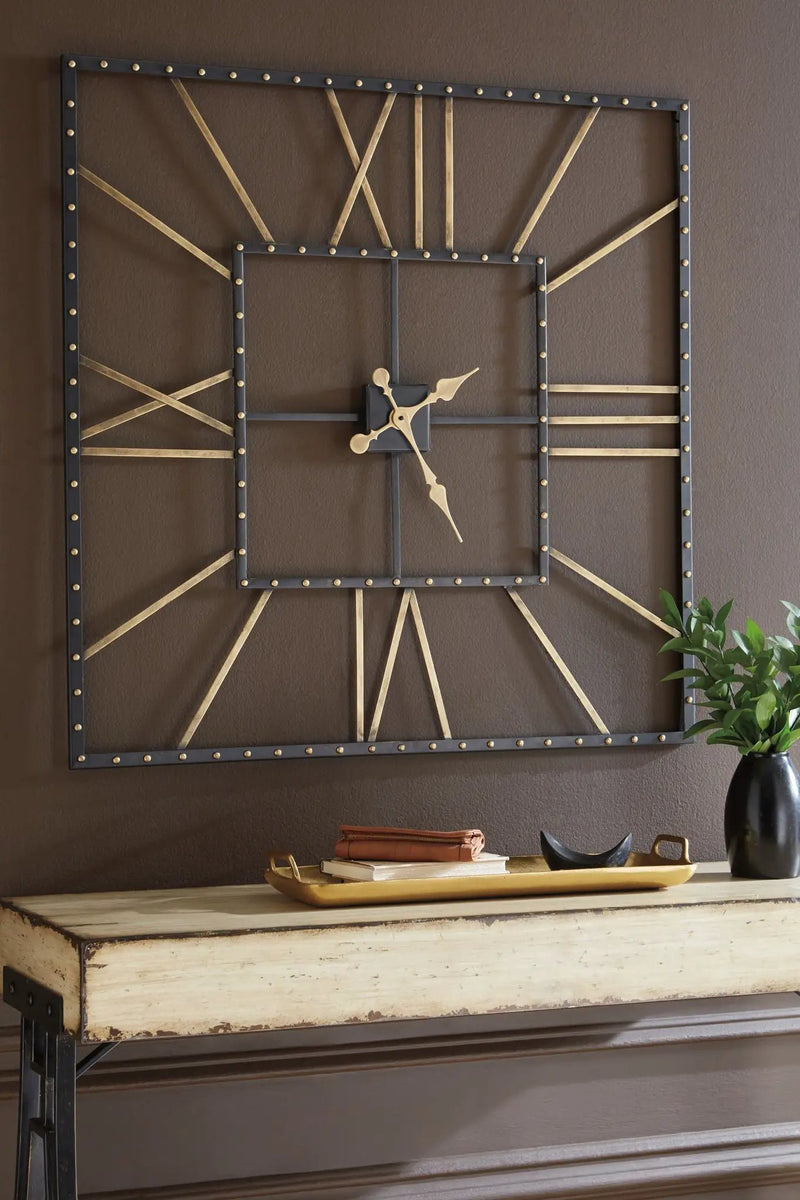 Thames - Wall Clock - Black / Gold Finish by Unique Piece Furniture