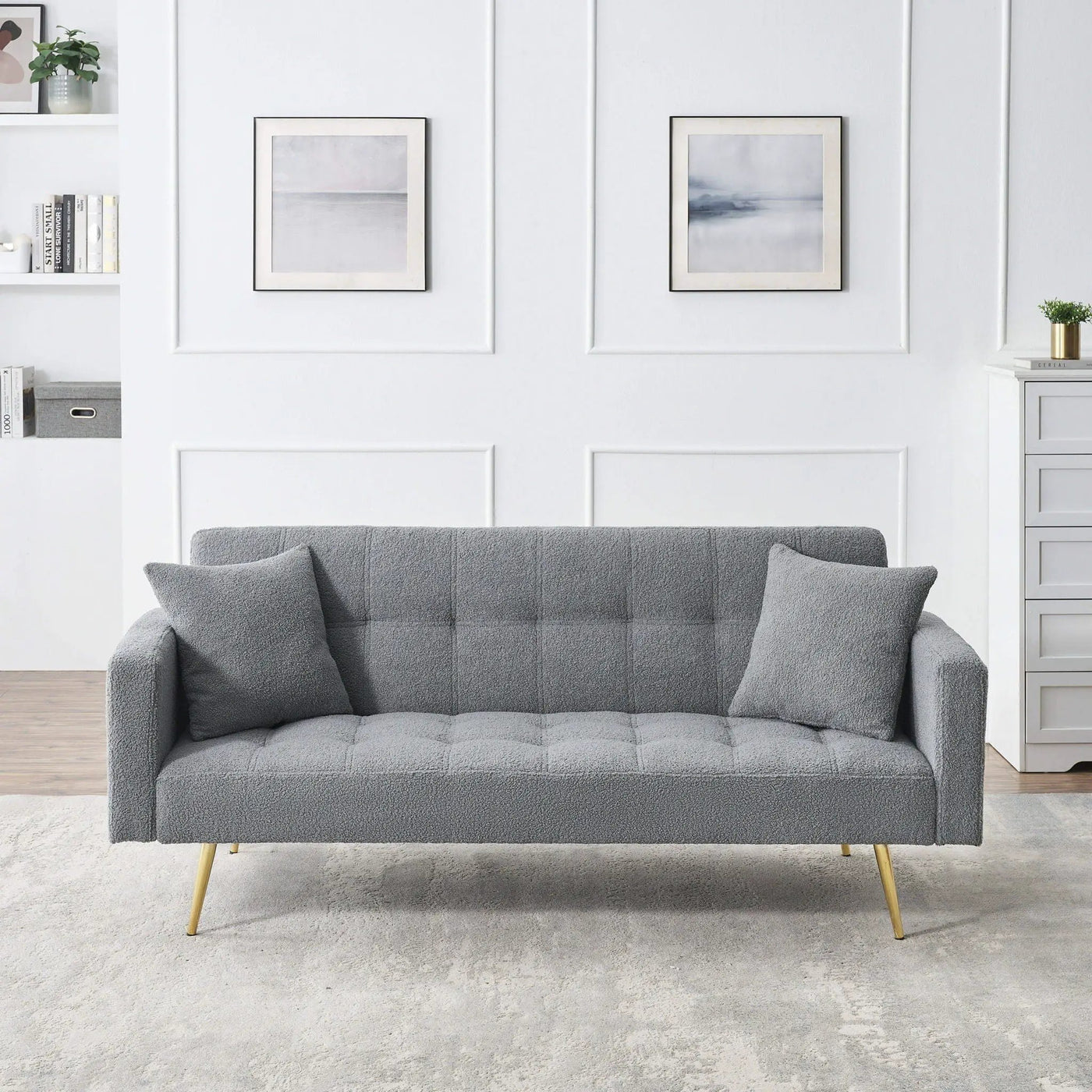 Teddy Fleece Sofa Bed With Luxurious Throw Pillows by HouseOfZazla