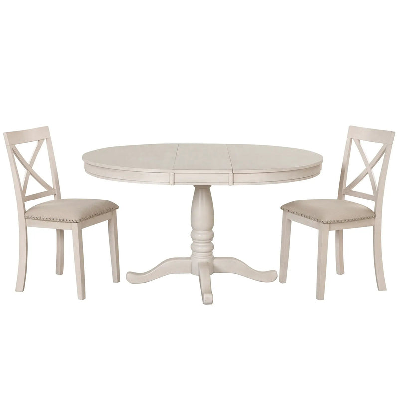 Modern Dining Table Set For 4, Round Table And 4 Kitchen Room Chairs, 5 Piece Kitchen Table Set For Dining Room, Dinette, Breakfast Nook by HouseOfZazla