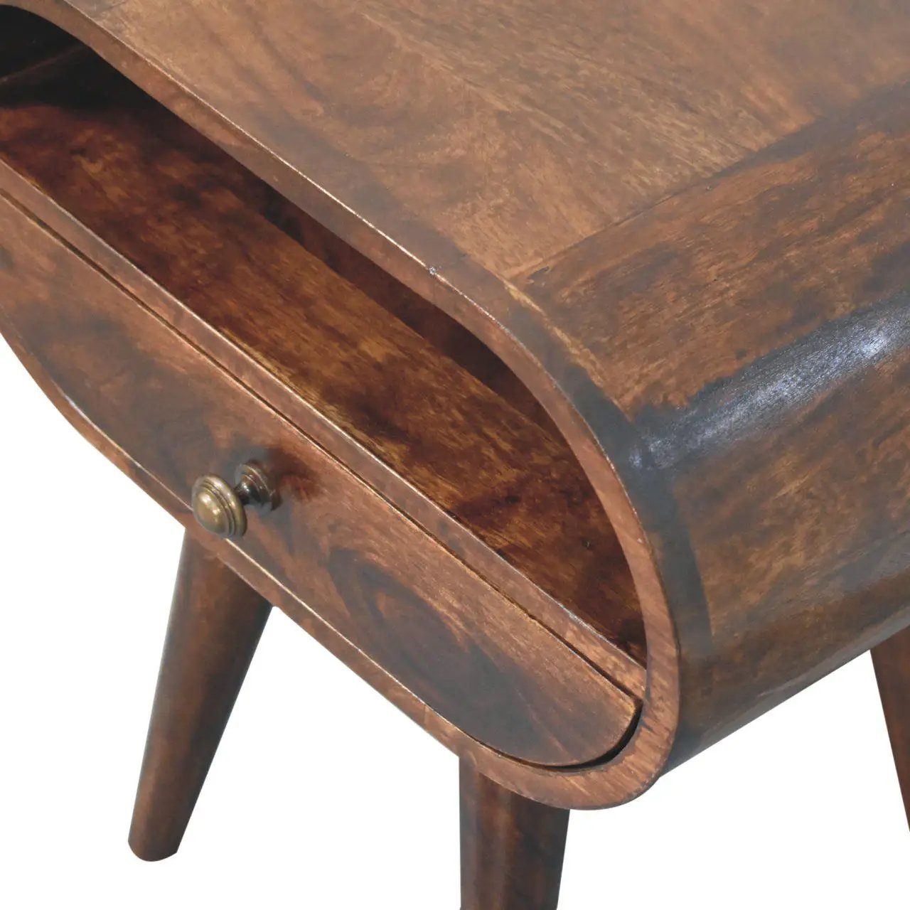 Circular Bedside Table With Open Slot - Walnut by HouseOfZazla