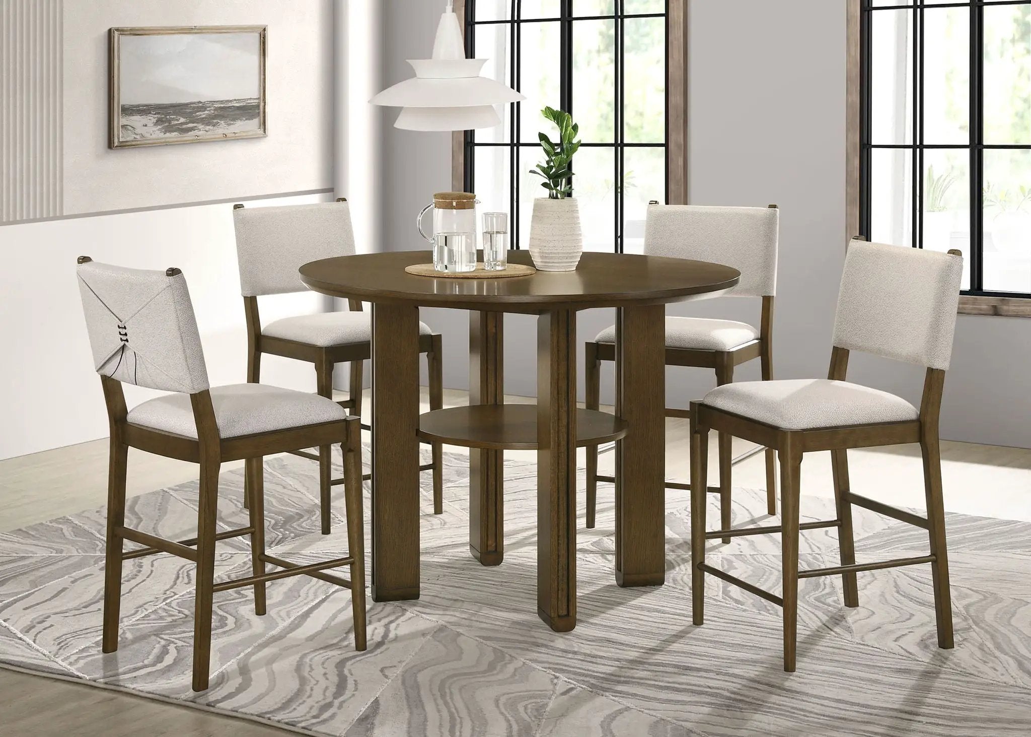 Ottowa 5-piece Round Counter Height Dining Room Set Brown by Unique Piece Furniture