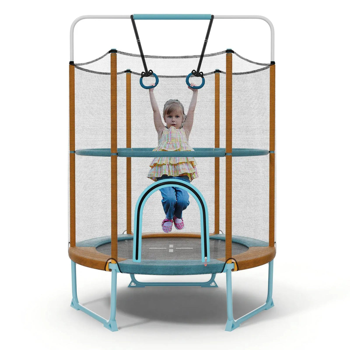 60 Inch Trampoline with Gymnastic Bar and Rings for Kids by DirectDeals