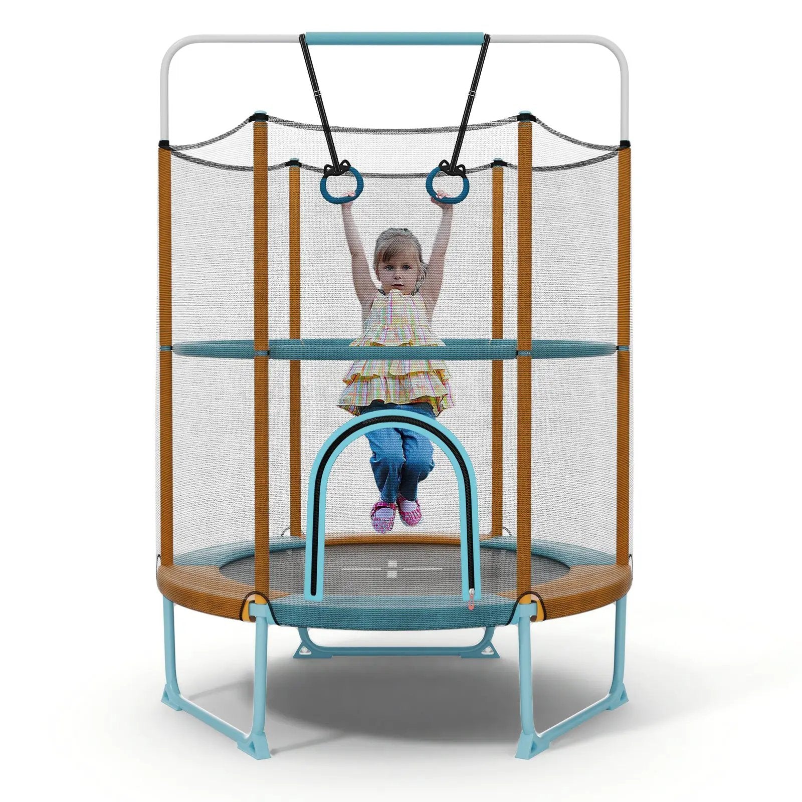 60 Inch Trampoline with Gymnastic Bar and Rings for Kids by DirectDeals