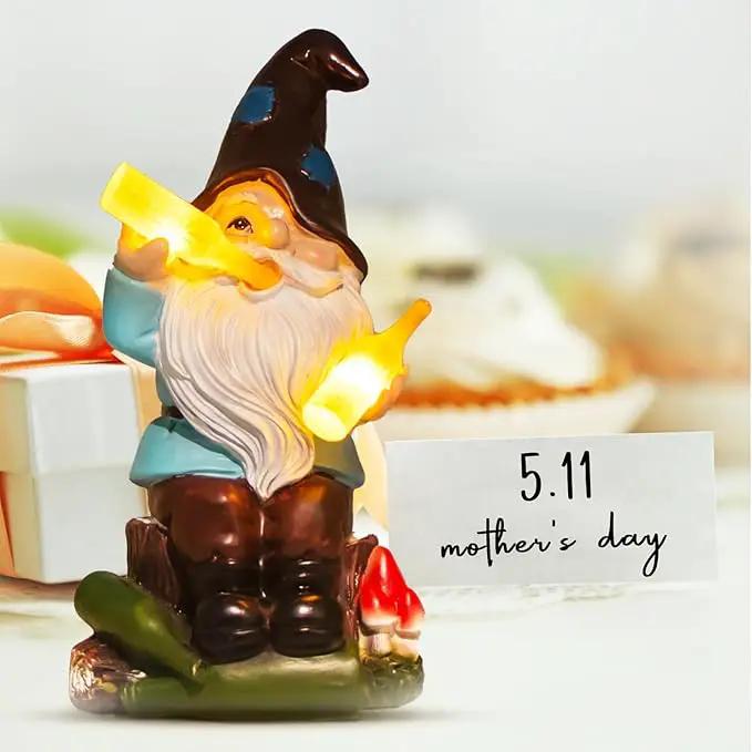 DKJOCKY Funny Garden Gnomes Outdoor, Solar Gnomes with Led Lights Decor for Outside, Gardening Gifts Garden Oranments Outdoor Birthday Gifts for Women Mom Grandma by GreenHaven Gardens