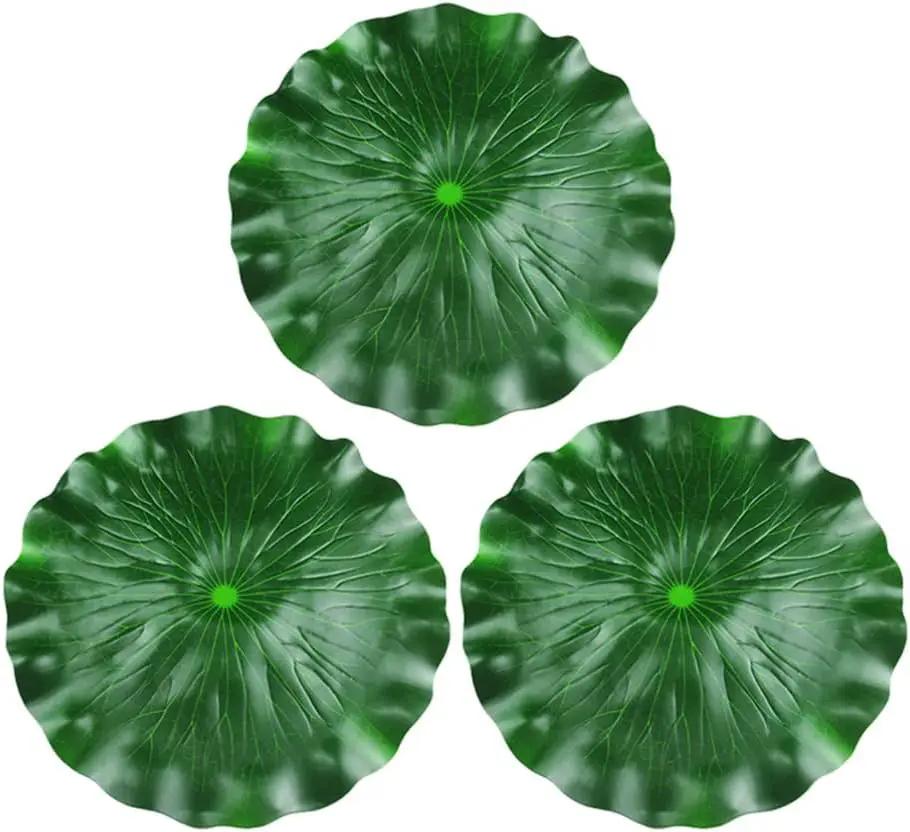 DOITOOL 3 Pcs Artificial Floating Foam Lotus Leaves 15.7 Inch Artificial Water Lily Pads Ornaments for Patio Fish Pond Pool Aquarium Decor, Green by GreenHaven Gardens