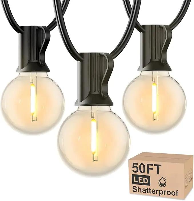 RTTY Outdoor String Lights 50 FT Globe LED Patio Lights with G40 Plastic Bulbs,Waterproof Shatterproof Dimmable Connectable Hanging for Backyard Porch Balcony Party Cafe Deck Decor by GreenHaven Gardens