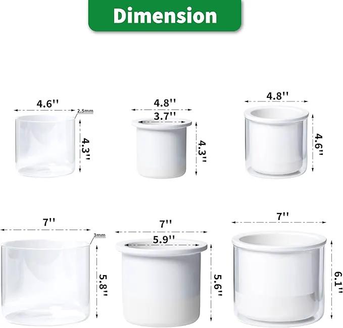 Phoenix Vine 6 Inch 4 Inch Self Watering Planter Pots, Design White Terracotta Pots for Plants, Indoor Cylinder Terra Cotta Pots with Glass Vase Set, 51-B-G-46 by GreenHaven Gardens